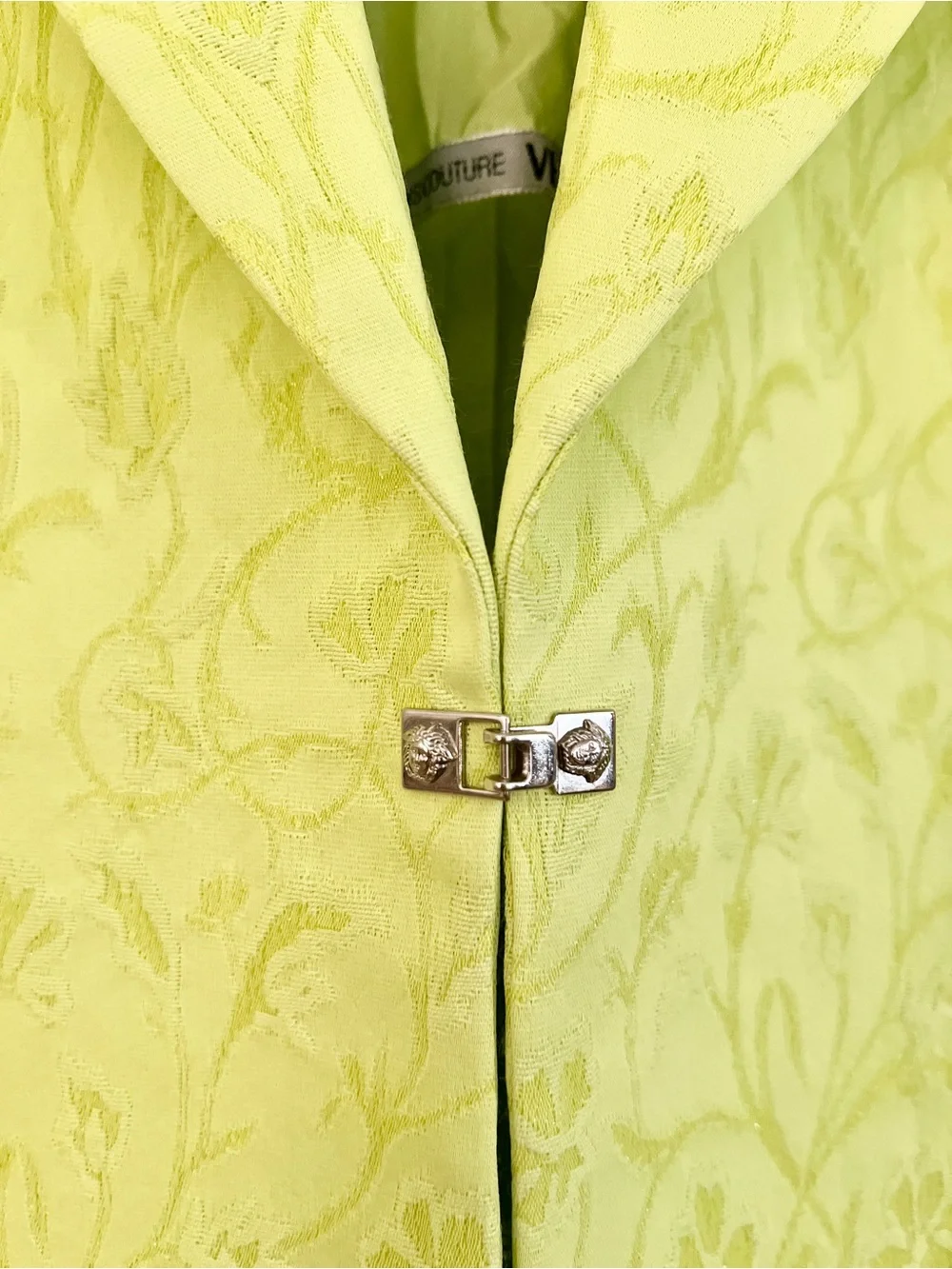 Vintage VERSACE JEANS COUTURE c. 1998 Medusa Hook Eye Metallic Jacquard Blazer